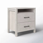 Hivvago Modern Farmhouse Nightstand Wood Grey Wood Finish 2-Drawer Storage Open Shelf 22.7" Height