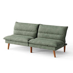 Full Size Sleeper Futon Sofa Green & Gray Corduroy Fabric 6-Inch Foam Fill