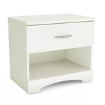 Modern Nightstand - Engineered Wood Black & White Finish - 1 Storage Drawer and Open Shelf - Smooth Metal Slides - 21" Height
