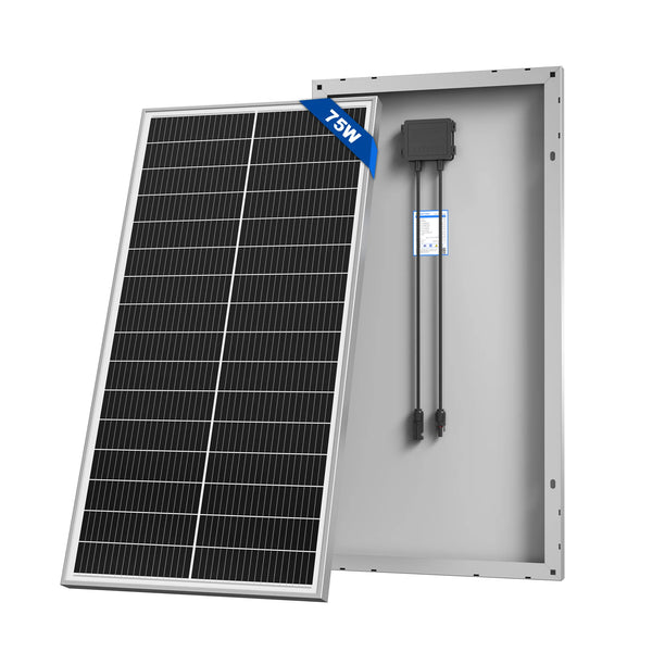 ACOPOWER 75W Rigid Monocrystalline Solar Panel 12V High-Efficiency Off-Grid Battery Charger