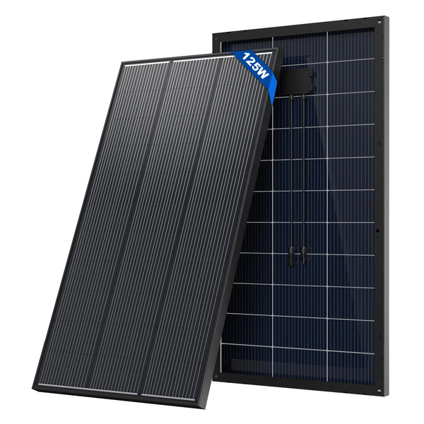 Two solar panels with one showing a 