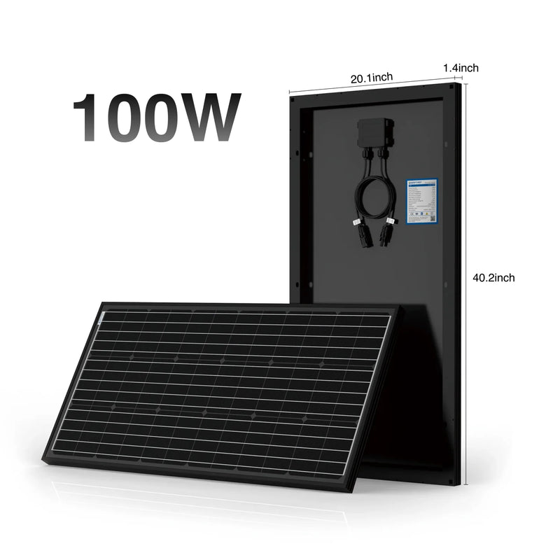 ACOPOWER 100W Rigid Monocrystalline Solar Panel 23% High-Efficiency 12V Off-Grid Battery Charger (1-Pack, 2-Pack, 3-Pack, 4-Pack)