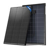 Solar panel with a label indicating 100W on a white background