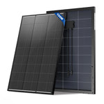 Solar panel with a label indicating 100W on a white background