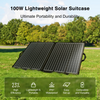 100W Lightweight Solar Suitcase on grass with trees in the background
