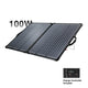 100W solar panel with a charge controller on a white background