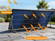Solar panel with arrows indicating direct sunlight and reflected sunlight on a clear day.