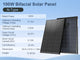 100W Bifacial Solar Panel with specifications on a blue background