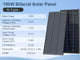 150W Bifacial Solar Panel with technical specifications on a blue background