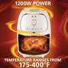 Brentwood 2 Qt 1200W Electric Air Fryer with Timer and Temperature Control and Non-stick Coating