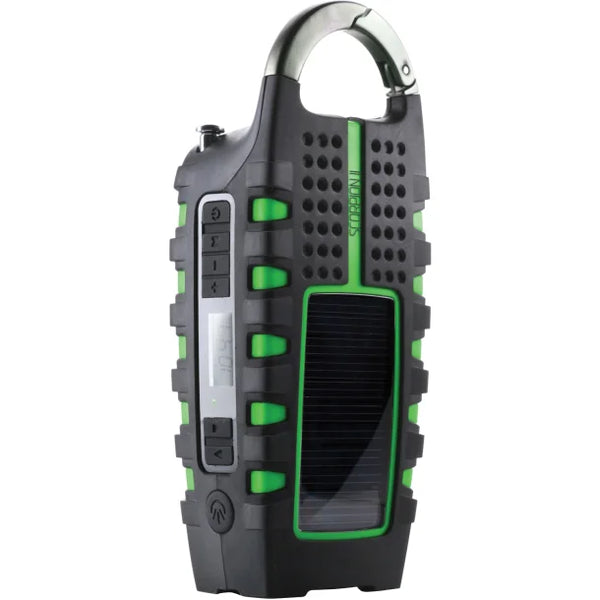 Eton Scorpion II Rugged Portable Multi-Purpose LED Flashlight and Radio, AM/FM/NOAA Weather Band, Solar/Crank Power, and USB Smartphone Charger - Black/Green