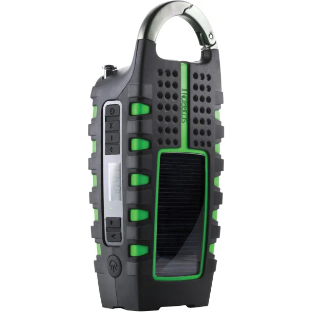 Eton Scorpion II Rugged Portable Multi-Purpose LED Flashlight and Radio, AM/FM/NOAA Weather Band, Solar/Crank Power, and USB Smartphone Charger - Black/Green