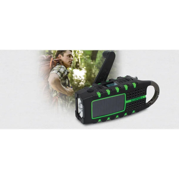 Eton Scorpion II Rugged Portable Multi-Purpose LED Flashlight and Radio, AM/FM/NOAA Weather Band, Solar/Crank Power, and USB Smartphone Charger - Black/Green