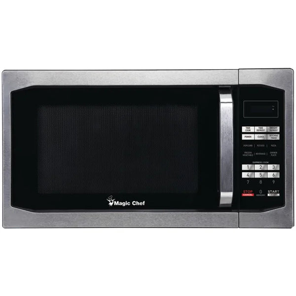 Four micro-ondes de comptoir Magic Chef MCM1611ST de 1,6 pi³ (1100 W), acier inoxydable avec boîtier noir, 11 niveaux de puissance
