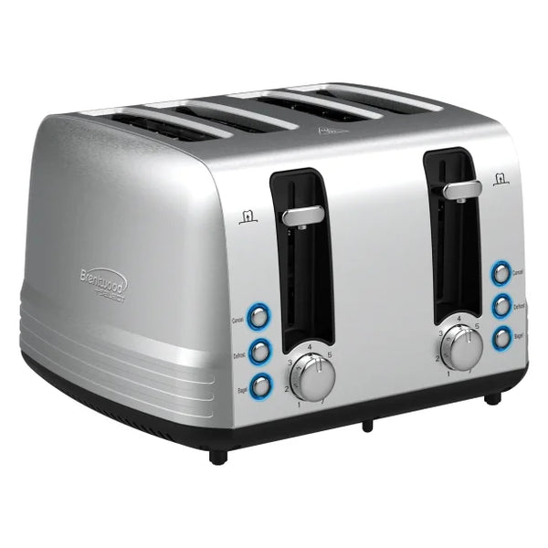 Brentwood 1500W 4-Slice Stainless Steel Toaster Extra-Wide Slots