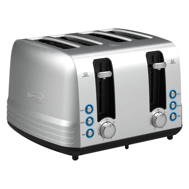Brentwood 1500W 4-Slice Stainless Steel Toaster Extra-Wide Slots