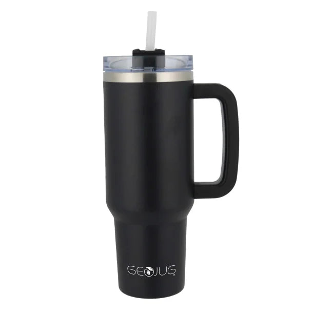 Brentwood Geojug40 oz Insulated Tumbler – Double-Wall Vacuum, Handle Lid & Straw