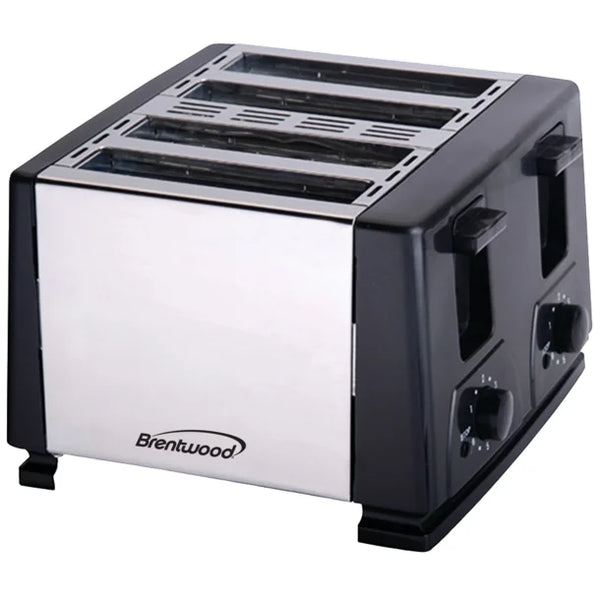 Brentwood 1300W 4-Slice 2 Control Knob Six Levels Stainless Steel Toasters