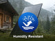 Humidity resistant symbol on a solar panel with a mountainous background