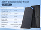 335W Bifacial Solar Panel with technical specifications on a blue background