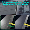 Thickened aluminum frame resistant to strong winds with a car window and palm trees in the background.