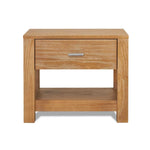 Farmhouse Traditional Rustic Nightstand - Solid Acacia Wood - 1 Drawer and Open Storage Shelf - Natural Finish - 24" Height