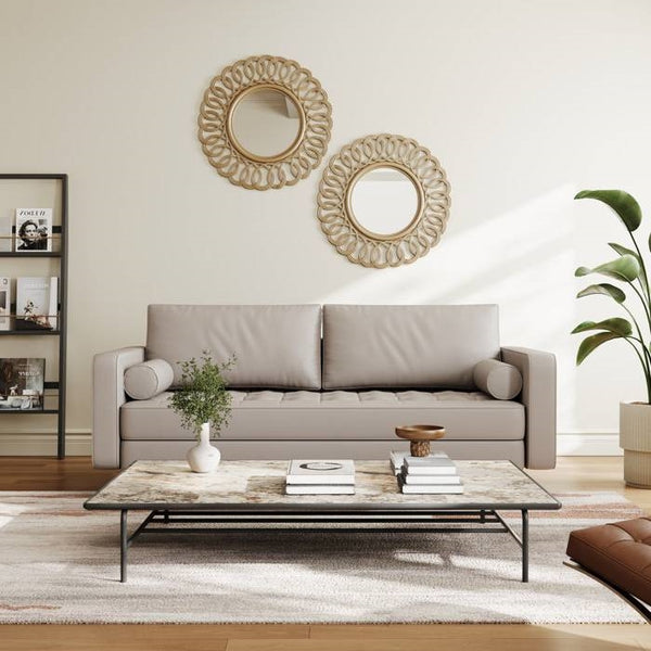 Modern Faux Leather Loveseat Sofa with Pillows & Solid Hardwood Legs – Beige, Ivory, Orange, Grey, Black