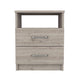Hivvago Modern Nightstand Wood Beige Wood Finish 2-Drawer Storage Open Shelf All-Metal Railings 19.9" Height
