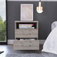 Hivvago Modern Nightstand Wood Beige Wood Finish 2-Drawer Storage Open Shelf All-Metal Railings 19.9" Height