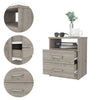 Hivvago Modern Nightstand Wood Beige Wood Finish 2-Drawer Storage Open Shelf All-Metal Railings 19.9" Height