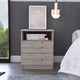 Hivvago Modern Nightstand Wood Beige Wood Finish 2-Drawer Storage Open Shelf All-Metal Railings 19.9" Height