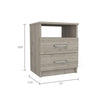 Hivvago Modern Nightstand Wood Beige Wood Finish 2-Drawer Storage Open Shelf All-Metal Railings 19.9" Height