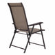 Set of 2 Outdoor Folding Patio Chairs – Brown Textilene Mesh with Black Steel Frame – Lightweight & Weather-Resistant