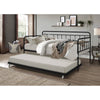 Twin Traditional Daybed Iron Frame with Rounded Design and Roll Out Trundle