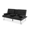 Black leather sofa bed on a white background