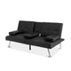 Black leather sofa bed on a white background