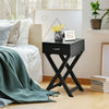 Modern X-Shape Nightstand - Engineered Wood White or Black Finish - 1 Large Storage Drawer - Decorative X-Leg Design - 26" Height