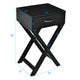 Modern X-Shape Nightstand - Engineered Wood White or Black Finish - 1 Large Storage Drawer - Decorative X-Leg Design - 26" Height