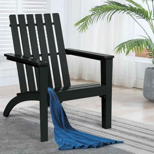Classic 29"W Black Acacia Wood Indoor/Outdoor Adirondack Lounge Armchair