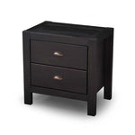 Farmhouse Solid Wood Nightstand Black and Walnut 2-Drawer 24"H x 24"W x 16"D