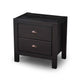 Farmhouse Solid Wood Nightstand Black and Walnut 2-Drawer 24"H x 24"W x 16"D