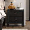 Farmhouse Solid Wood Nightstand Black and Walnut 2-Drawer 24"H x 24"W x 16"D