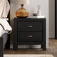 Farmhouse Solid Wood Nightstand Black and Walnut 2-Drawer 24"H x 24"W x 16"D