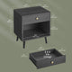 Mid-Century Farmhouse Nightstand Solid Wood Black Wood Finish 1-Drawer Storage Open Shelf 22.8" Heigh