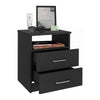Hivvago Modern Nightstand Wood Black Wood Finish 2-Drawer Storage Open Shelf All-Metal Railings 19.9" Height