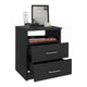 Hivvago Modern Nightstand Wood Black Wood Finish 2-Drawer Storage Open Shelf All-Metal Railings 19.9" Height