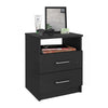 Hivvago Modern Nightstand Wood Black Wood Finish 2-Drawer Storage Open Shelf All-Metal Railings 19.9" Height
