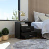 Hivvago Modern Nightstand Wood Black Wood Finish 2-Drawer Storage Open Shelf All-Metal Railings 19.9" Height