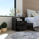 Hivvago Modern Nightstand Wood Black Wood Finish 2-Drawer Storage Open Shelf All-Metal Railings 19.9" Height