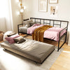 Twin Daybed with Roll-Out Trundle Metal Frame – Twin, Space-Saving Sofa Bed